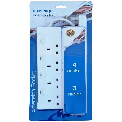 UK-04S-3M - 4 Way Extension Lead with 3 Meter cable