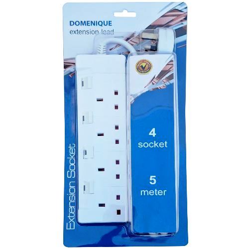 UK-04S-5M - 4 Way Extension Lead with 5 Meter cable