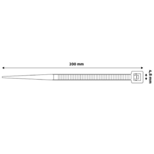 ECT-200W - Nylon cable tie, Length: 200mm, white
