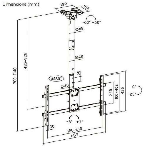 F-3786CEI - Flat Screen Ceiling Suspension Bracket