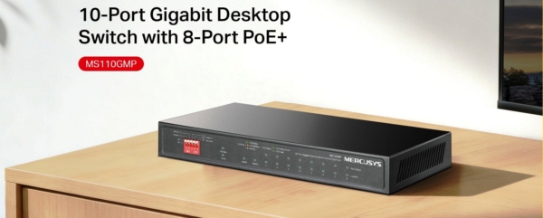 MS110GMP - 10-Port Gigabit Desktop Switch with 8-Port PoE Switch