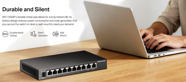 MS110GMP - 10-Port Gigabit Desktop Switch with 8-Port PoE Switch