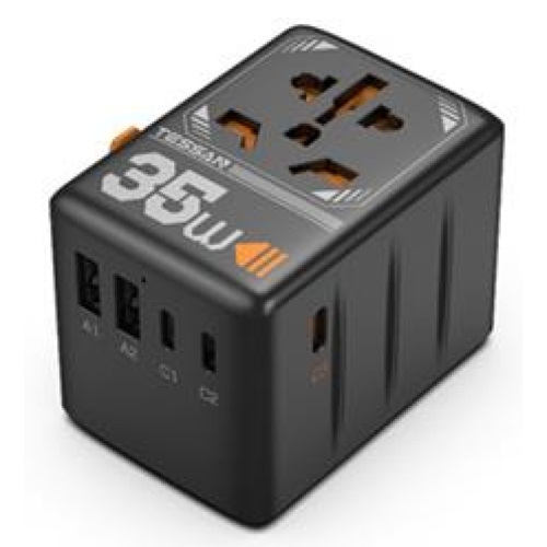 TS-WTA02-BK - Tessan 35W World Travel Adapter